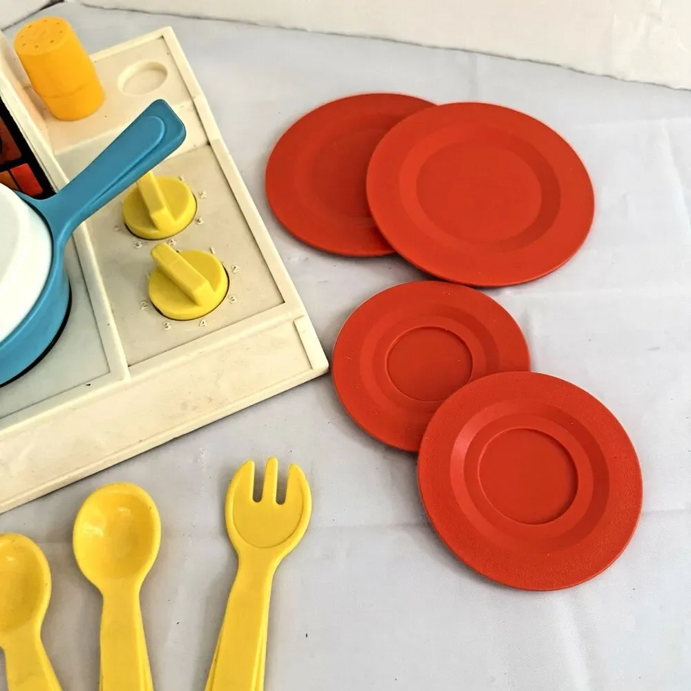 Vtg 1978 Fisher-Price Stove Top Glow Magic Burners 919 Accessories Bell WORKS